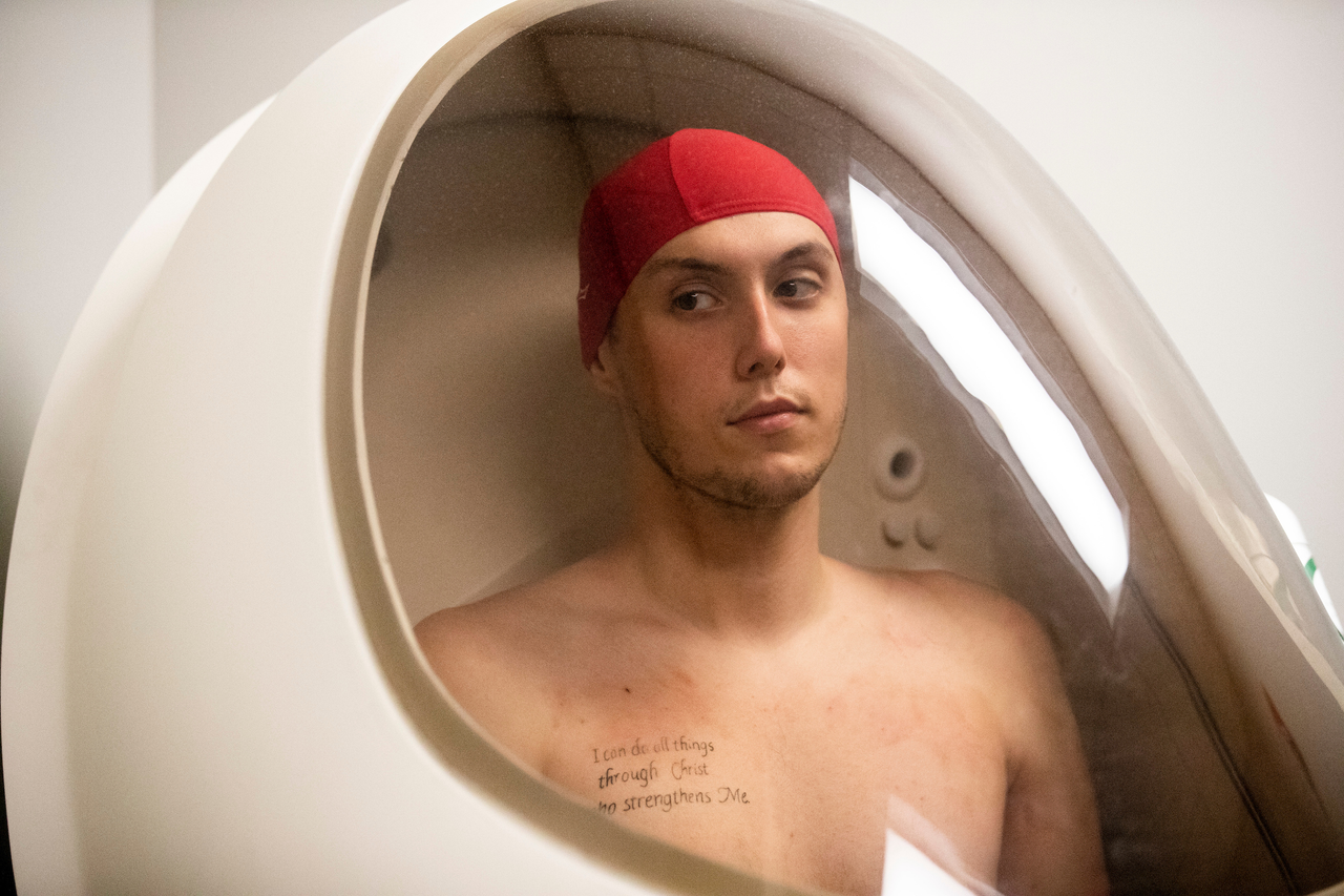 CJ Fredrick.

The UK men's basketball team at the University of Kentucky Sports Medicine Research Institute. 

Photo by Chet White | UK Athletics