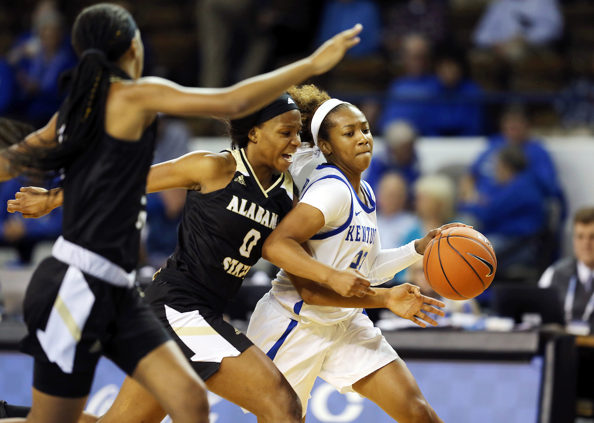 Jaida Roper
UK Women's Basketball beats Alabama State on Wednesday, November 7, 2018 .

Photo by Britney Howard | UK Athletics