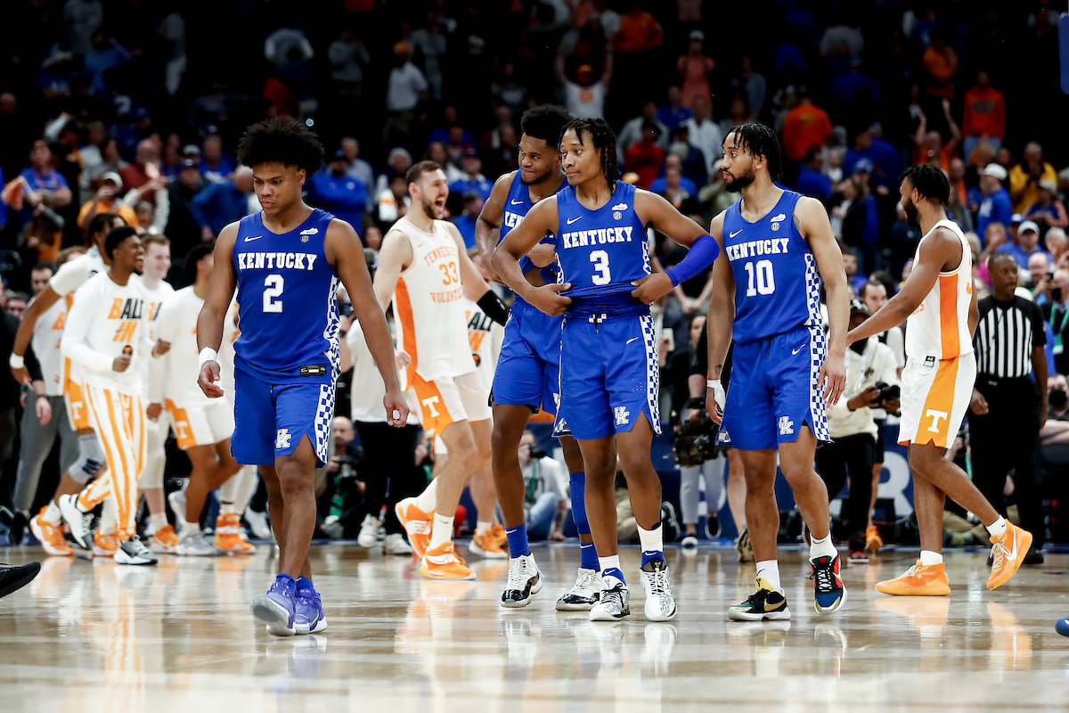 TyTy Washington Jr. Keion Brooks Jr. Sahvir Wheeler. Davion Mintz.

Kentucky loses to Tennessee 69-62.

Photos by Chet White | UK Athletics