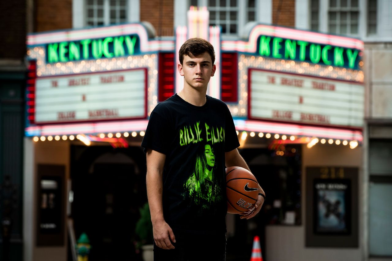 Isaac DeGregorio.

Menâ??s basketball photo shoot at Kentucky Theater. 

Photo by Chet White | UK Athletics