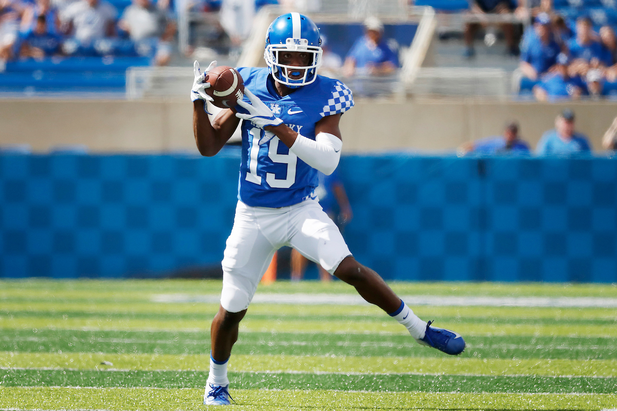 Akeem Hayes.

UK football beats Murray State 48-10.

Photo by Chet White | UK Athletics