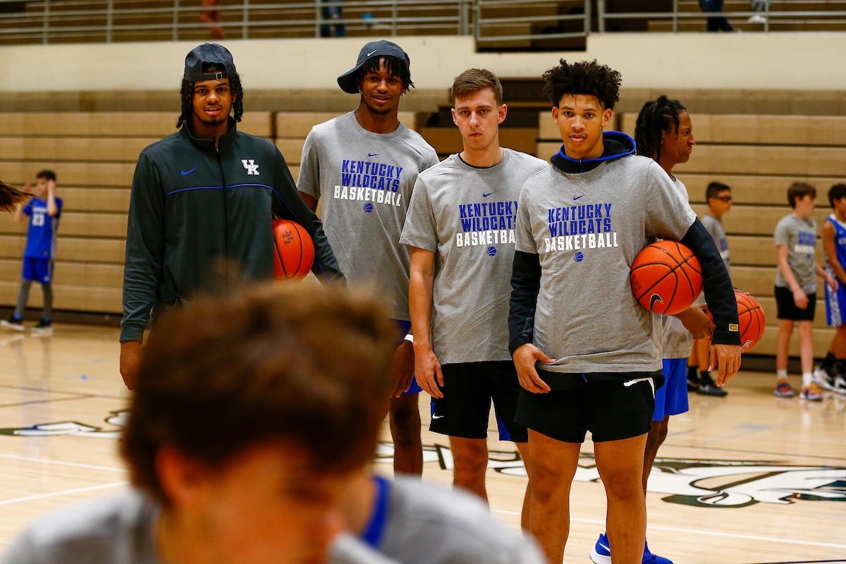 Bryce Hopkins. Daimion Collins. Brennan Canada. Zan Payne.

Kentucky men's basketball camp at South Oldham High School in Crestwood, Kentucky.

Photo By Barry Westerman | UK Athletics