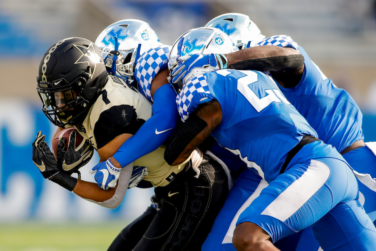 Defense.

UK beat Vandy 38-35.

Photo by Chet White | UK Athletics