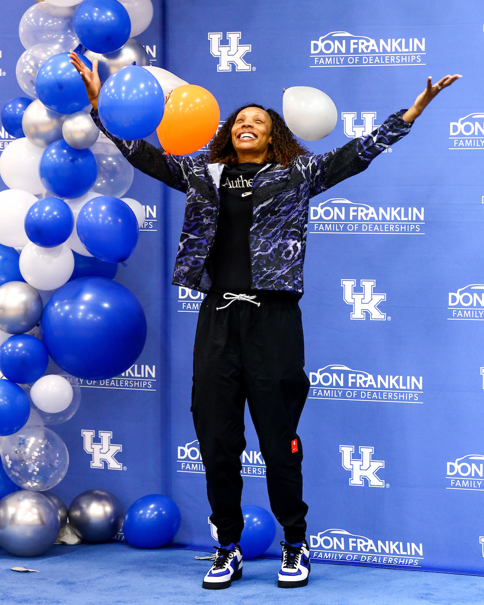 Kyra Elzy. Celebration. 

2021 Selection Show. 

Photo by Eddie Justice | UK Athletics