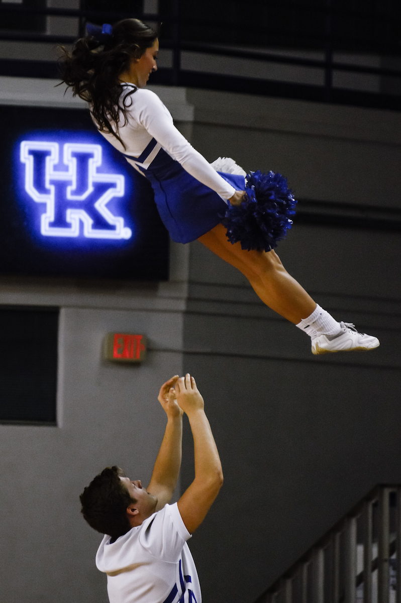 Cheerleaders. 

Women's Basketball Beat WCU 99 - 39 on Tuesday, December 18th, in Lexington's Memorial Coliseum 

Photo by Eddie Justice | UK Athletics