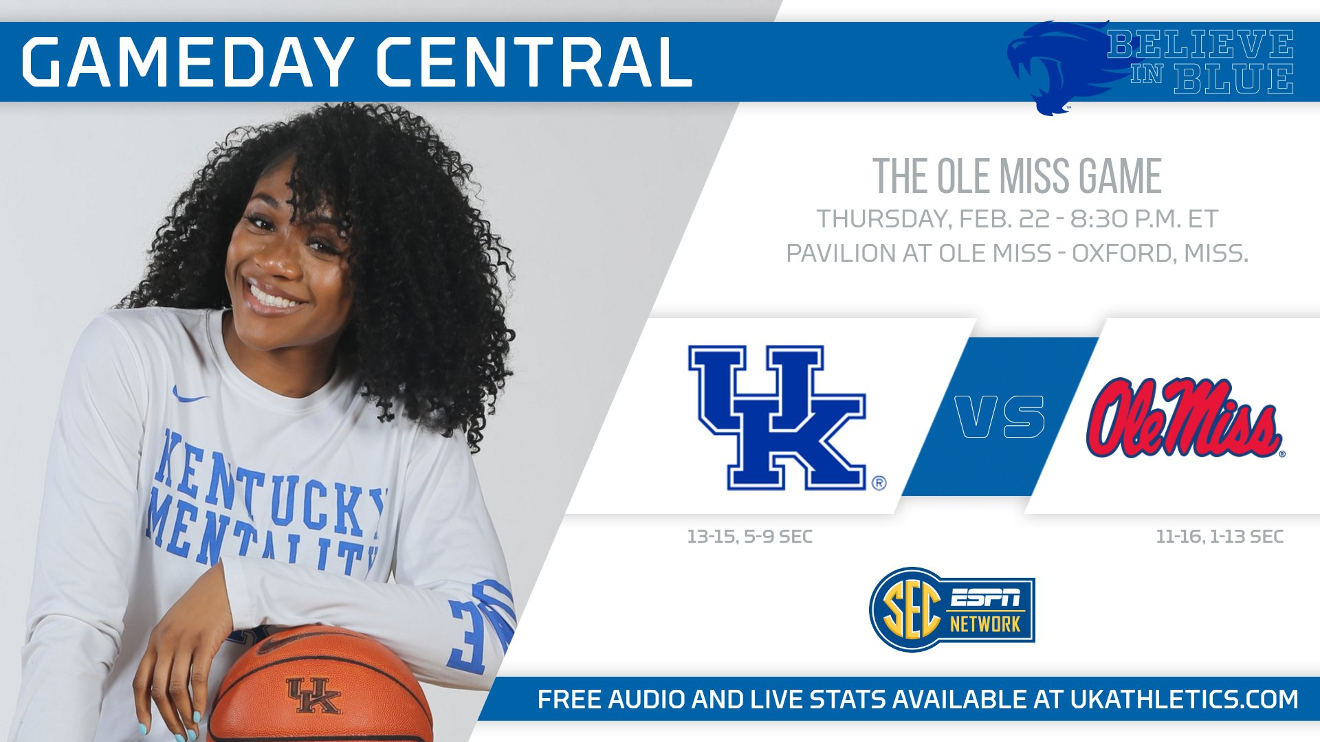 Kentucky Concludes SEC Road Stretch Thursday at Ole Miss