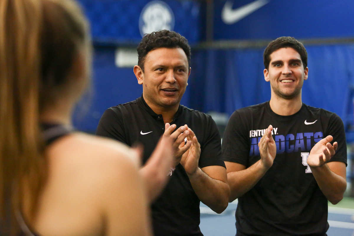 Coach Carlos Drada.

Kentucky beat Texas A&M 4-3.

Photo by Hannah Phillips | UK Athletics