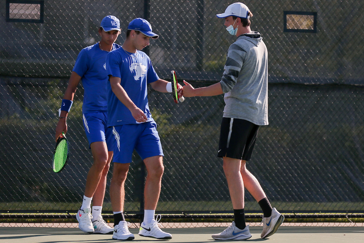 Alexandre Leblanc, Joshua Lapadat, and Coach Peter Kobelt.

Kentucky beats Ole Miss 5 - 2.

Photo by Sarah Caputi | UK Athletics