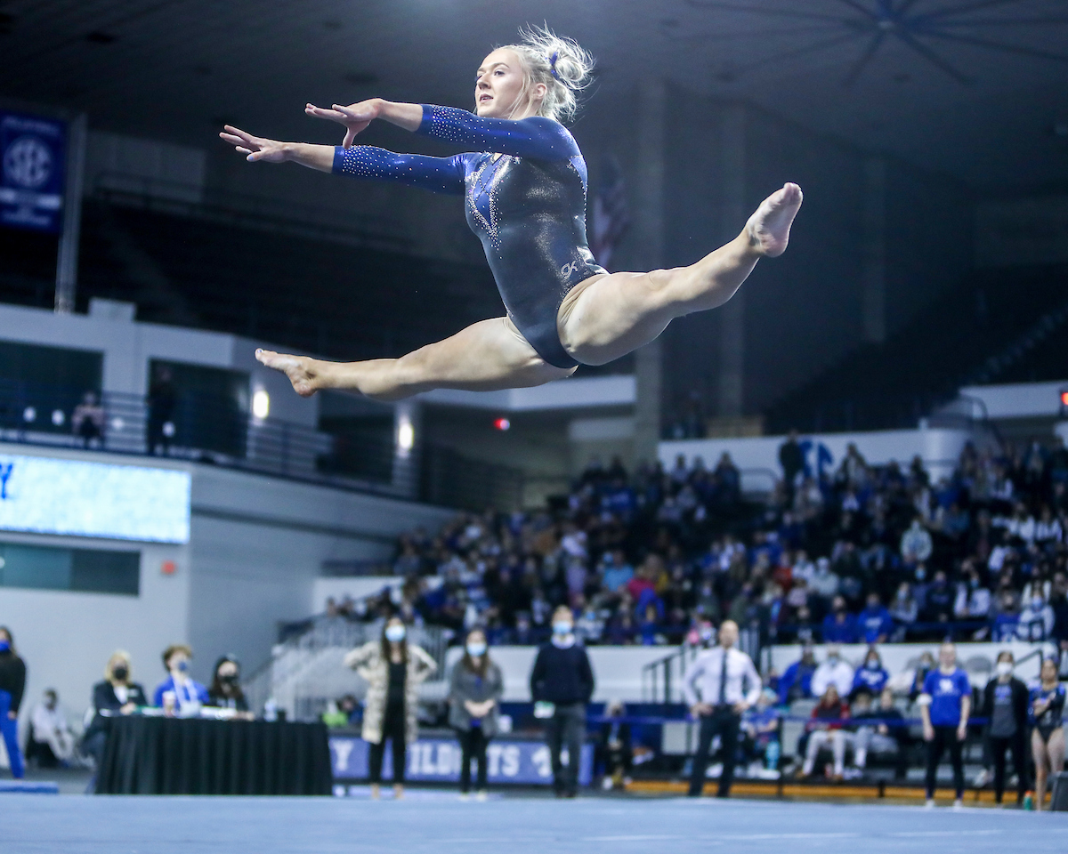 Hailey Davis.

Kentucky defeats Mizzou 197.450-196.875.

Photo by Sarah Caputi | UK Athletics