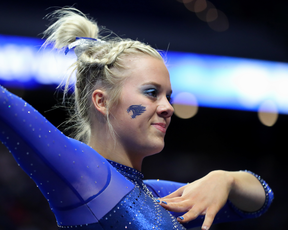 Kentucky beats Ball State, 196.525-194.750.

Photo by Tommy Quarles | UK Athletics