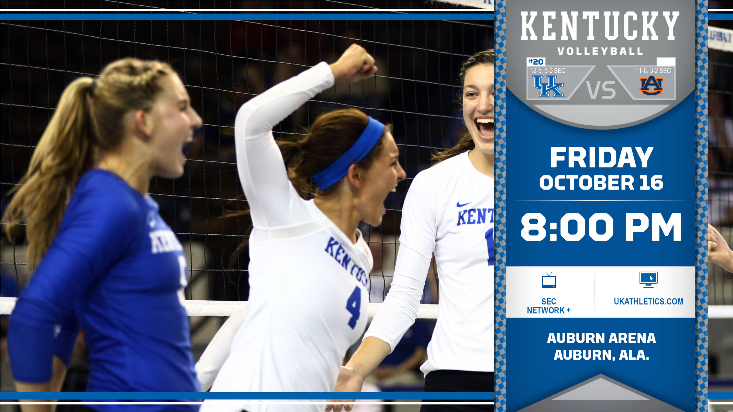 No. 20 Kentucky Travels to Auburn for Friday Night Matchup