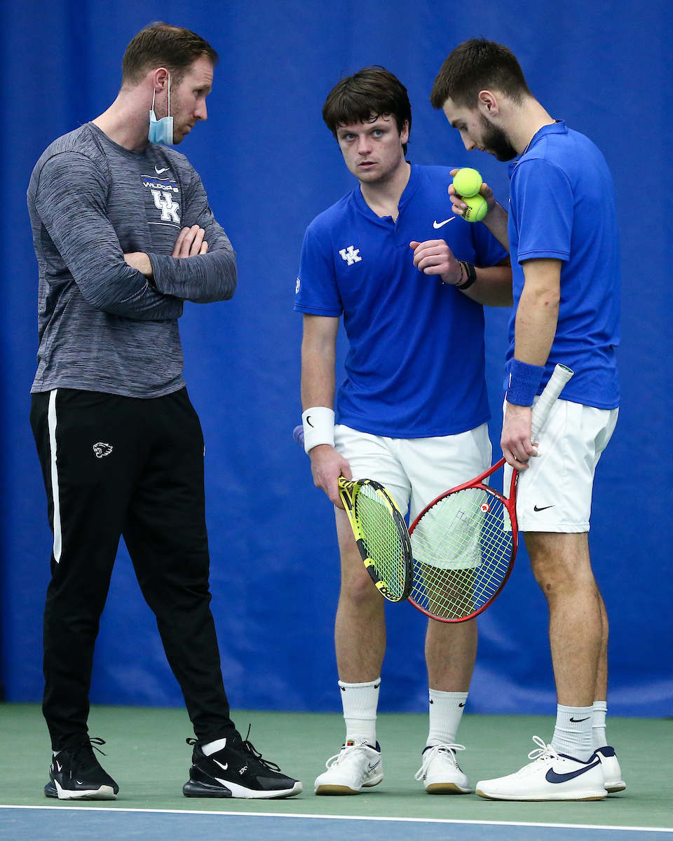 Coach Matthew Gordon, JJ Mercer, and Joshua Lapadat.

Kentucky defeats VCU 7-0.

Photo by Tommy Quarles | UK Athletics
