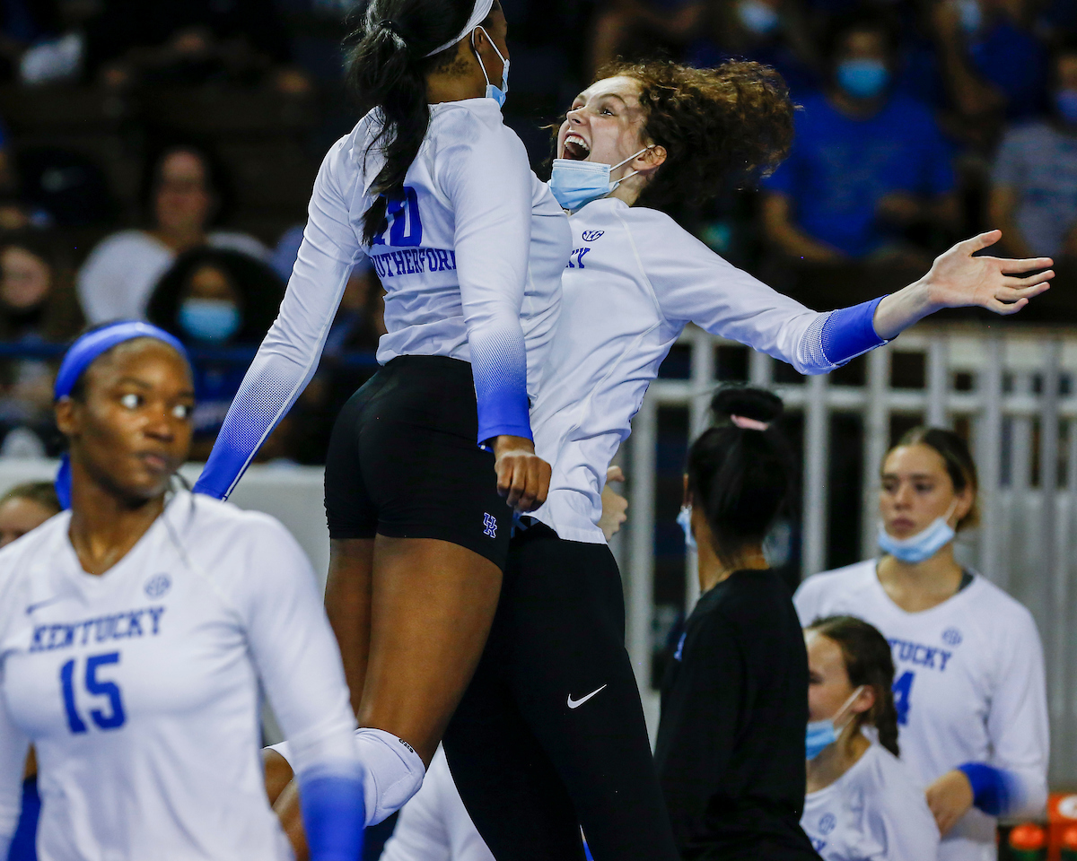 Reagan Rutherford and Sophie Fischer.

Kentucky beats USC 3 - 0.

Photo by Sarah Caputi | UK Athletics