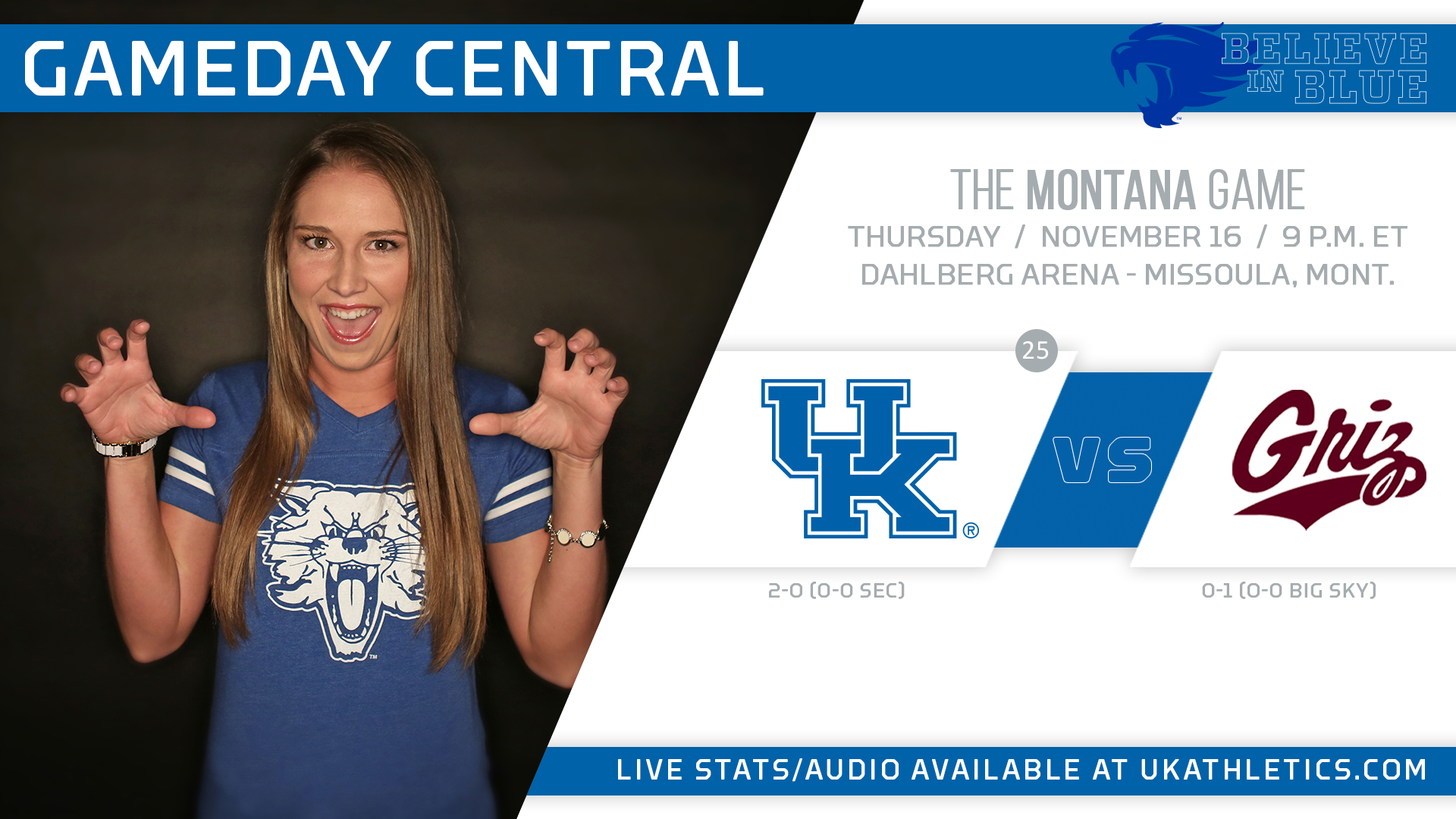 No. 25 Kentucky Heads West to Face Montana, Washington State