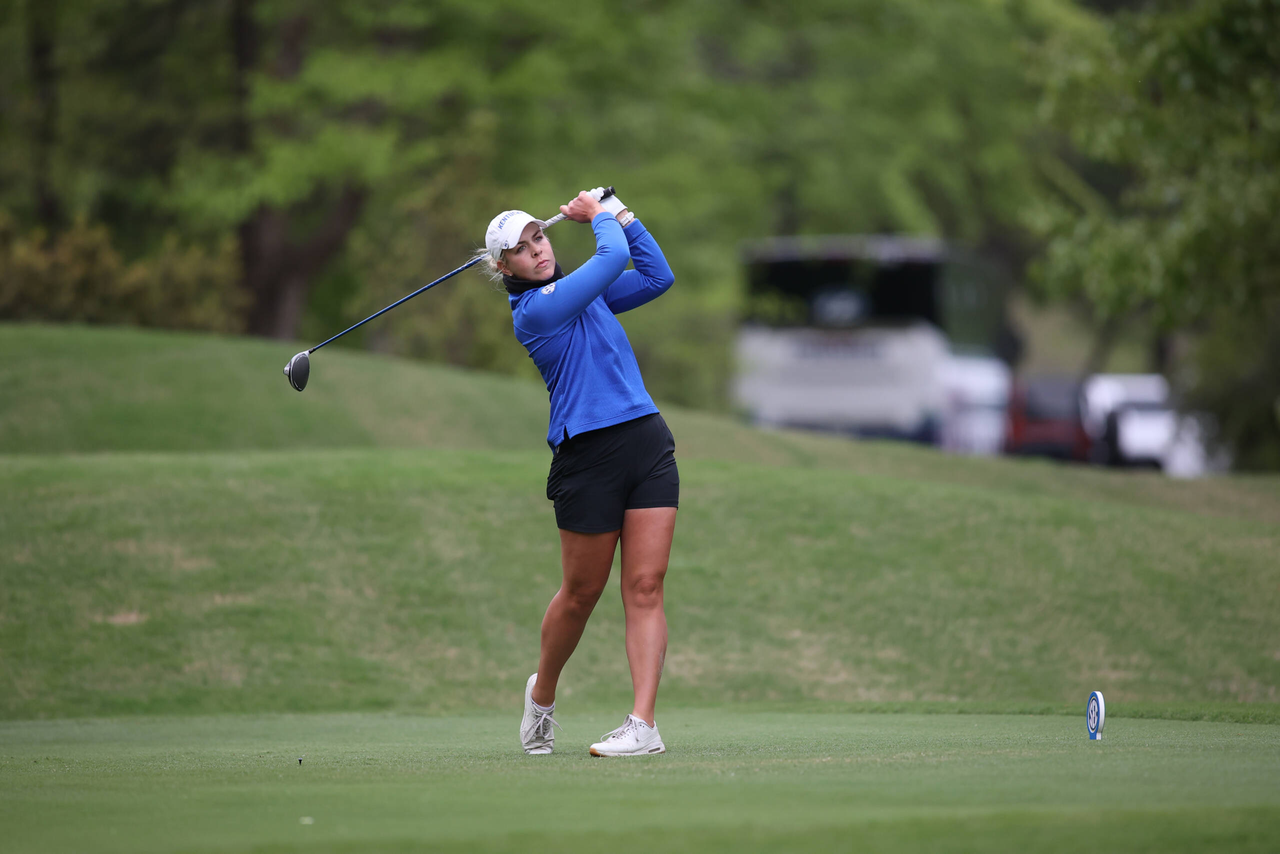 Rikke Svejgard Nielsen at the 2021 SEC Women's Golf Championship at Greystone Golf & Country Club in Birmingham, Alabama.
