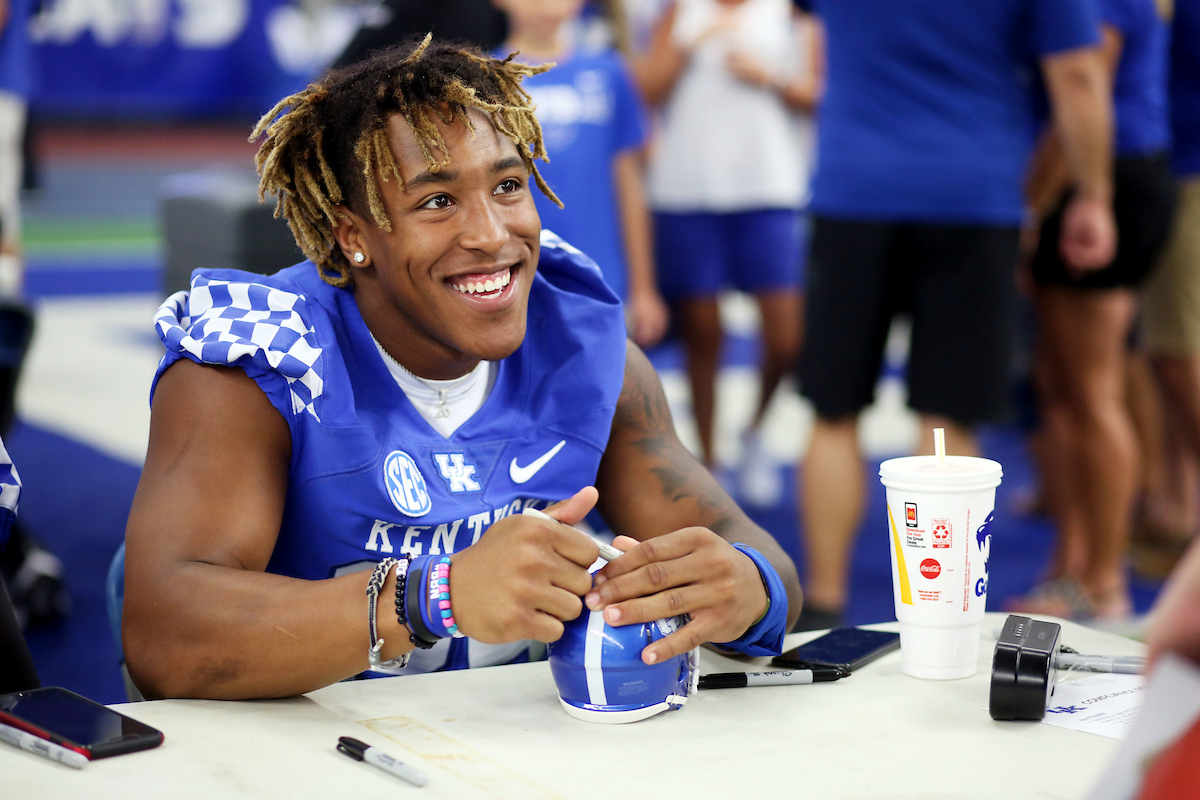 Benny Snell Jr. 

The Football Team Fan Day on Saturday, August 4,  2018. 

Photo by Britney Howard | UK Athletics