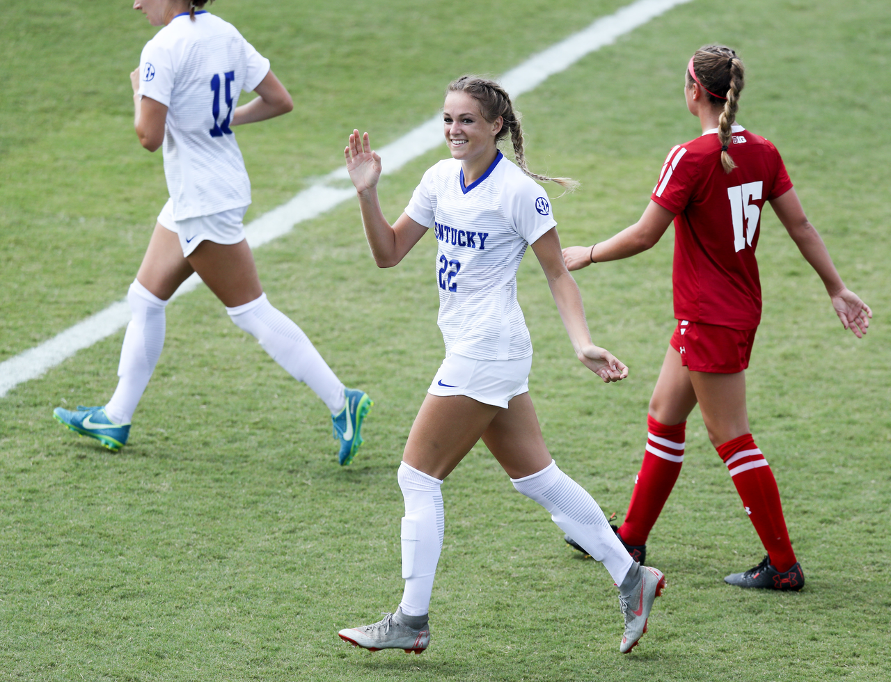 ABBY STEINER.

The University of Kentucky women's soccer team falls to Wisconsin 3-1 Sunday, August 26, at the Bell Soccer Complex in Lexington, Ky.

Photo by Elliott Hess | UK Athletics