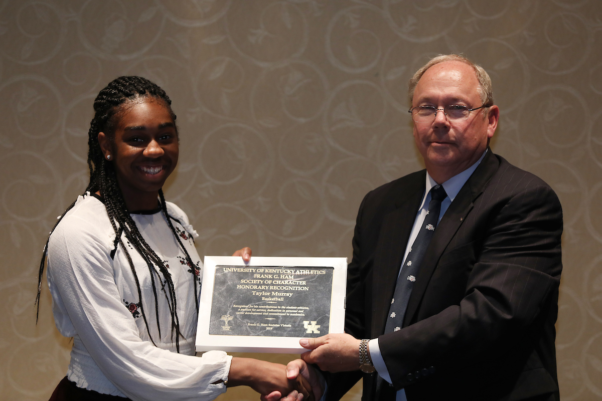 Taylor Murray.

Frank G. Ham Society of Character induction.

Photo by Quinn Foster | UK Athletics
