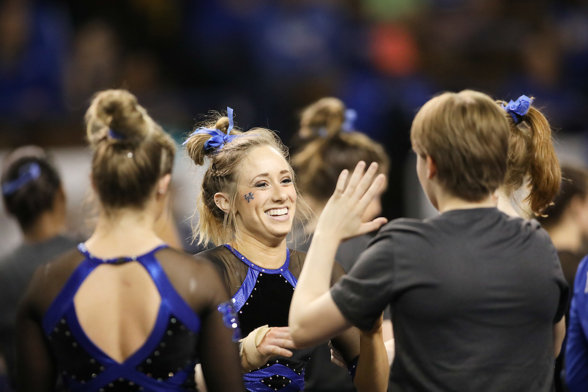 CORI RECHENMACHER.

The University of Kentucky gymnastics team defeats Missouri on Friday, February 23, 2018 at Memorial Coliseum in Lexington, Ky.

Photo by Elliott Hess | UK Athletics