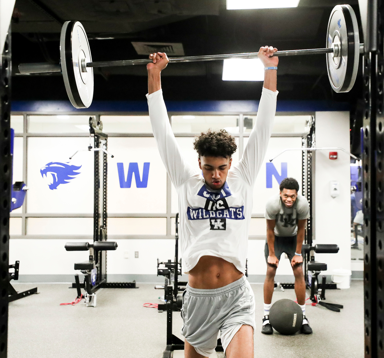 Jacob Toppin. Keion Brooks Jr.

The Kentucky men's basketball team participating in its summer strength and conditioning program.

Photo by Chet White | UK Athletics