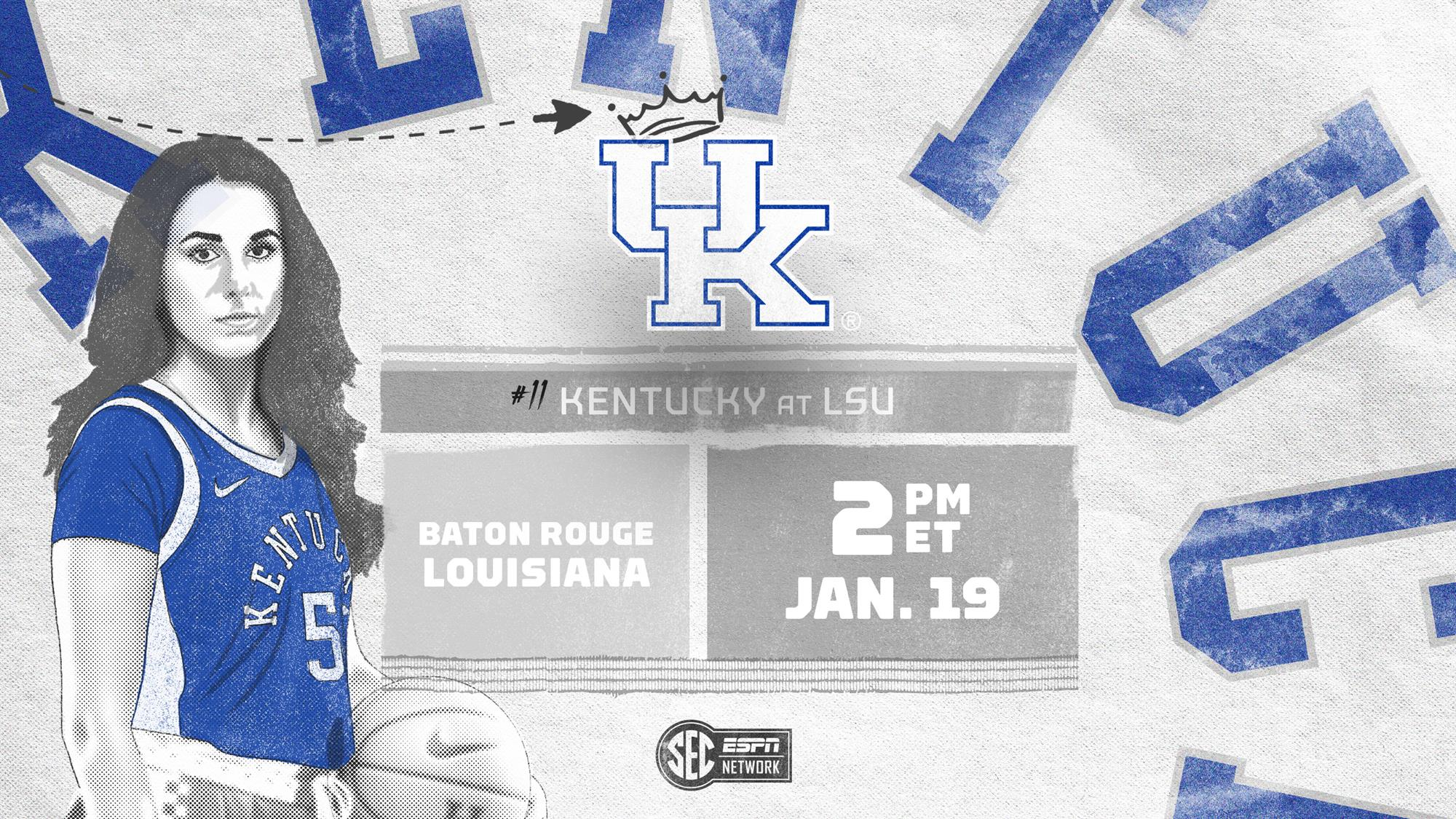 No. 11 Kentucky Back on the Road Sunday at LSU