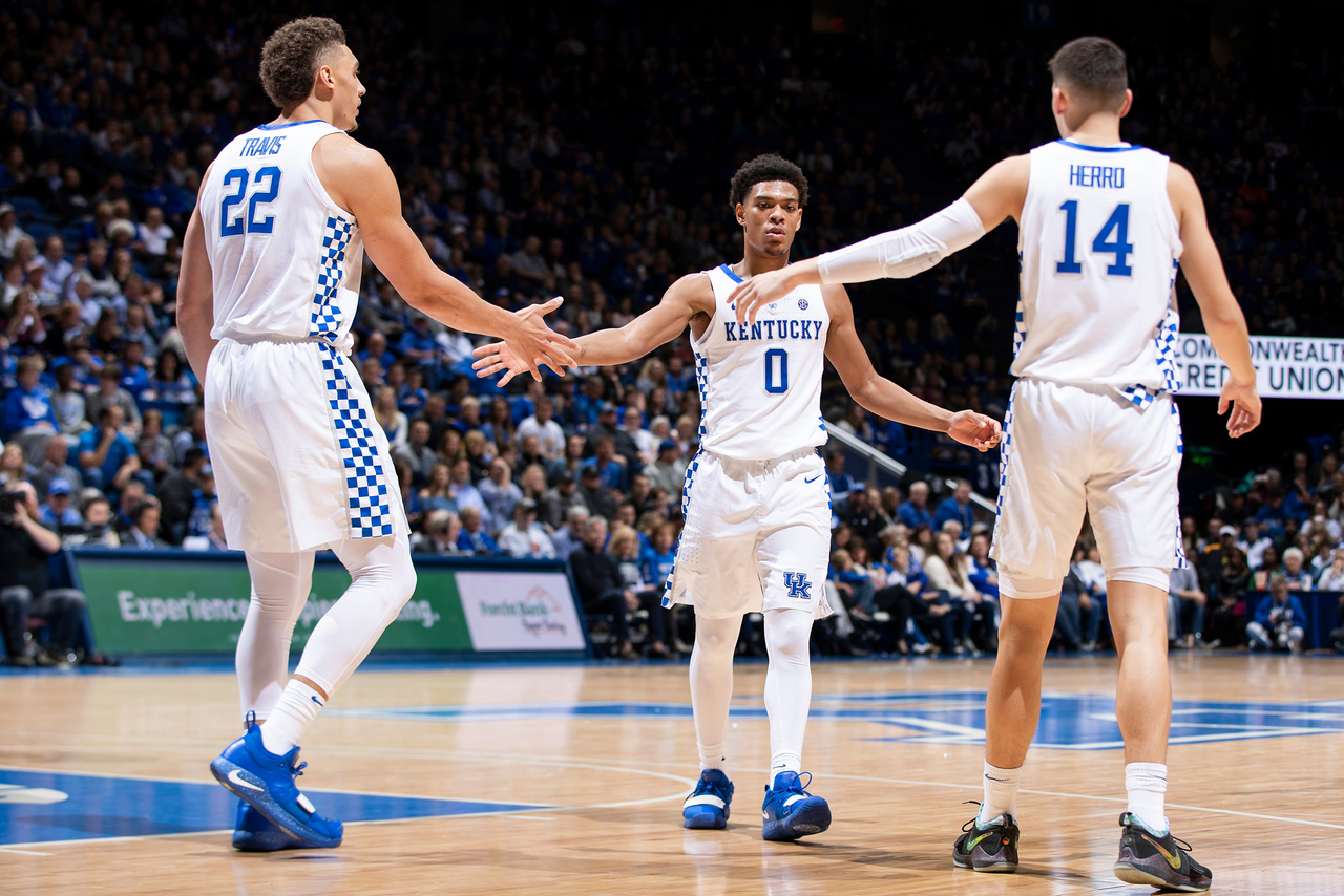Reid Travis, Quade Green, Tyler Herro

Men's basketball beat SIU 71-59.

Photo by Chet White | UK Athletics