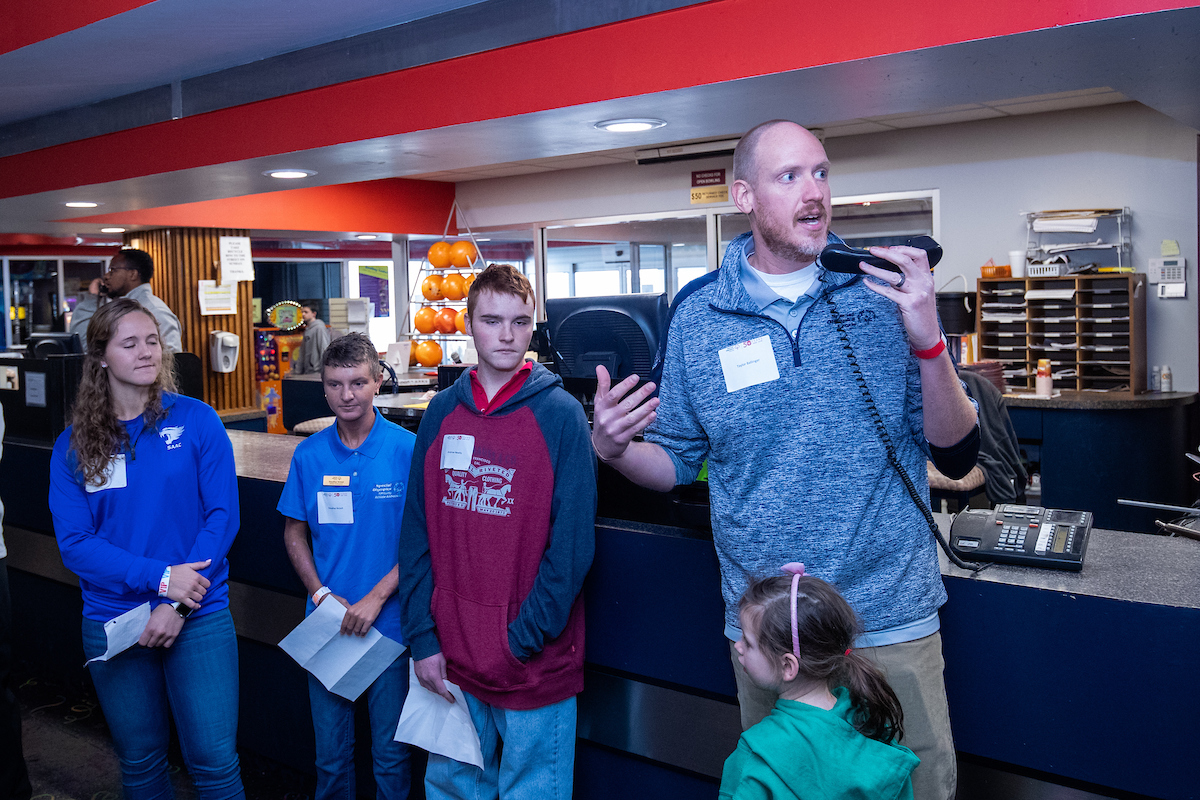 UK athletes bowl with members of Special Olympics at Collins Bowling Alley on , Saturday Dec. 8, 2018  in Lexington, Ky. Photo by Mark Mahan
