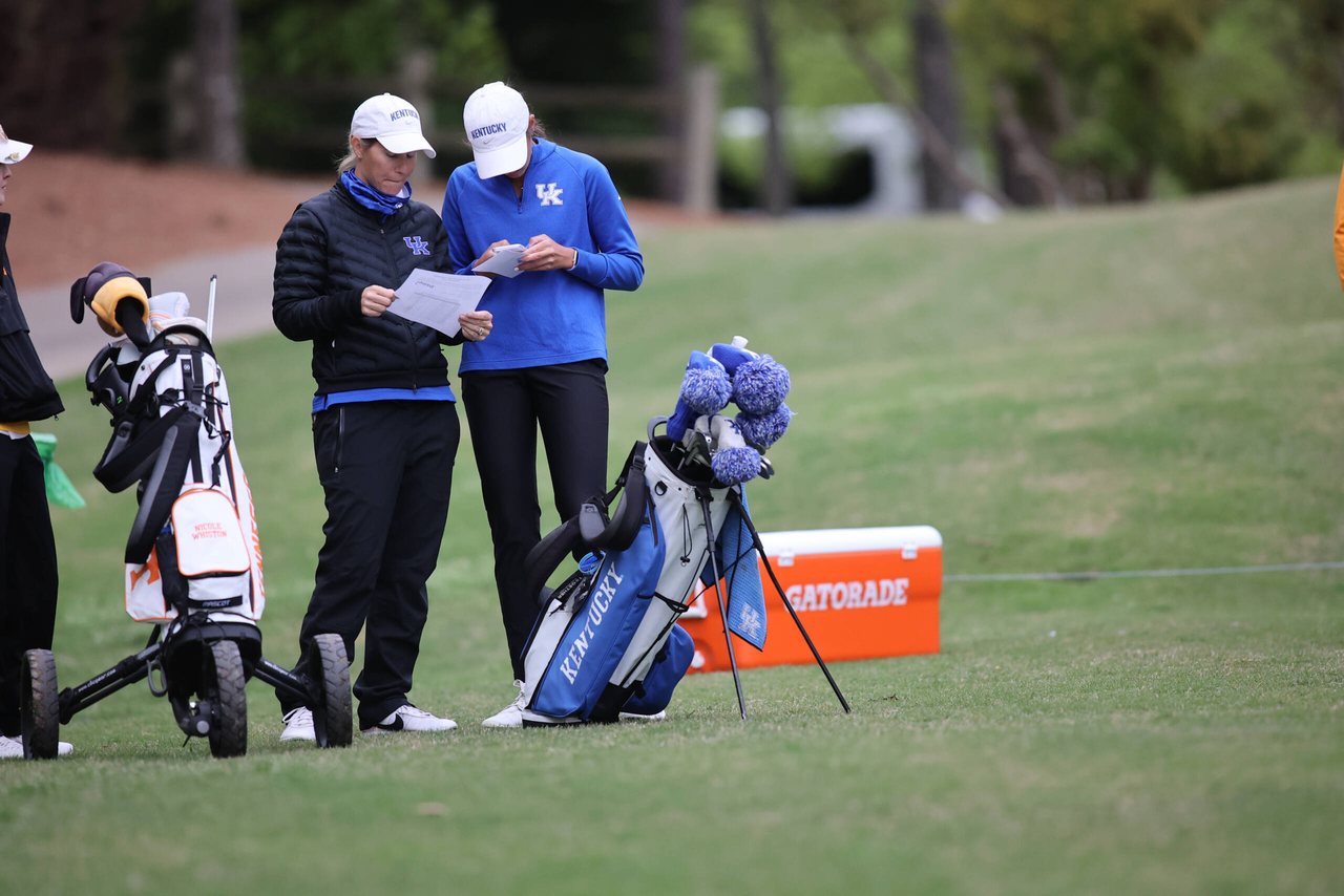 Golda Borst and Marissa Wenzler at the 2021 SEC Women's Golf Championship at Greystone Golf & Country Club in Birmingham, Alabama.

Photo by Jimmy Mitchell/SEC.