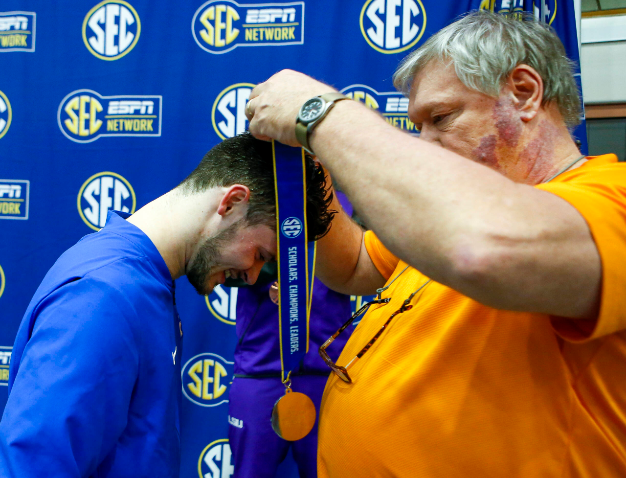 Photos from the afternoon portion of the final day of the 2019 SEC Swimming and Diving Championships in the Gabrielsen Natatorium at the University of Georgia in Athens, Ga., on Saturday, Feb. 23, 2019. (Casey Sykes)
