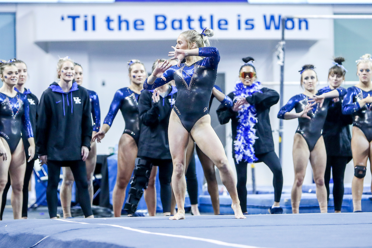 Hailey Davis.

Kentucky defeats Mizzou 197.450-196.875.

Photo by Sarah Caputi | UK Athletics