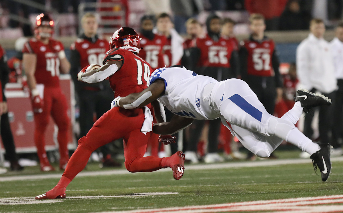Kentucky Football beats Louisville at Cardinal Stadium 56-10.

Photo By Robert Burge l UK Athletics