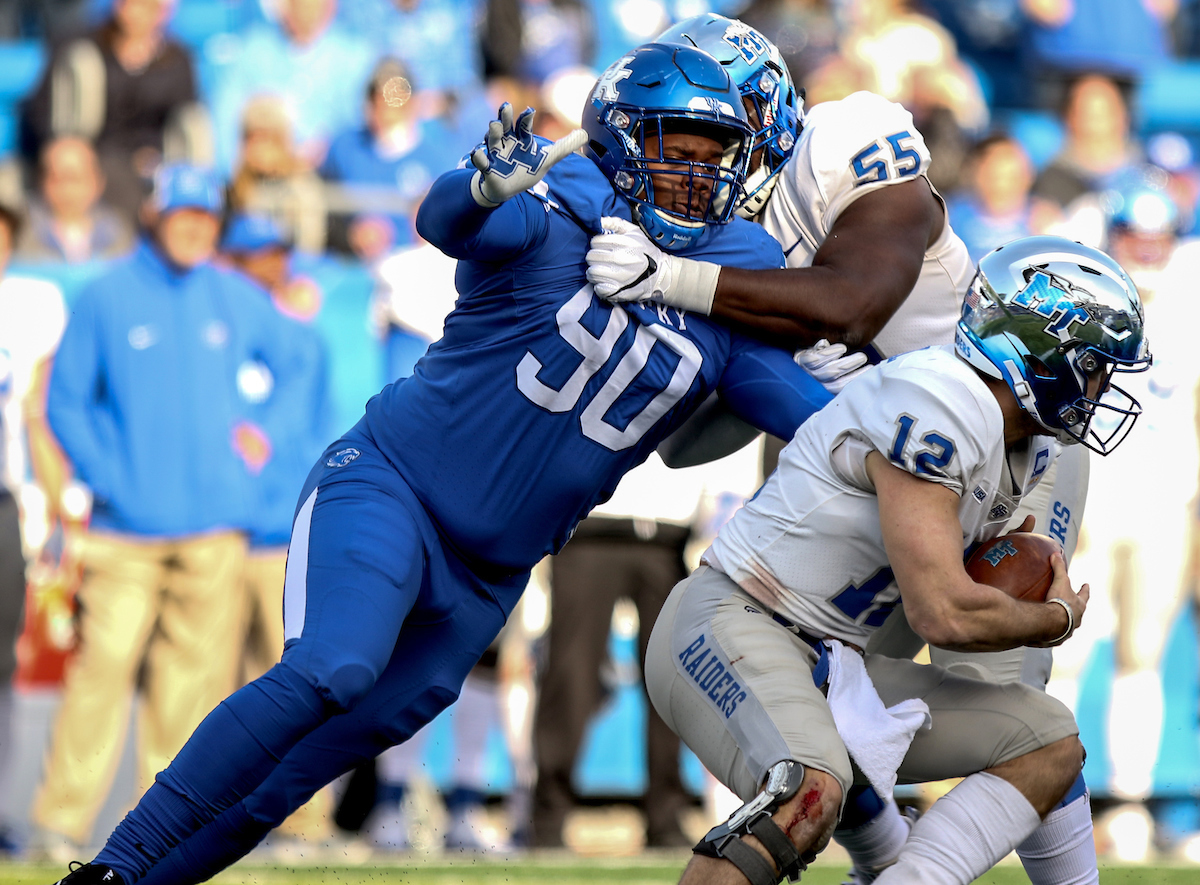 TJ Carter. 

UK Football beat MTSU 34-23 at Kroger Field on Saturday, November 17th,2018.

Photo by Eddie Justice | UK Athletics