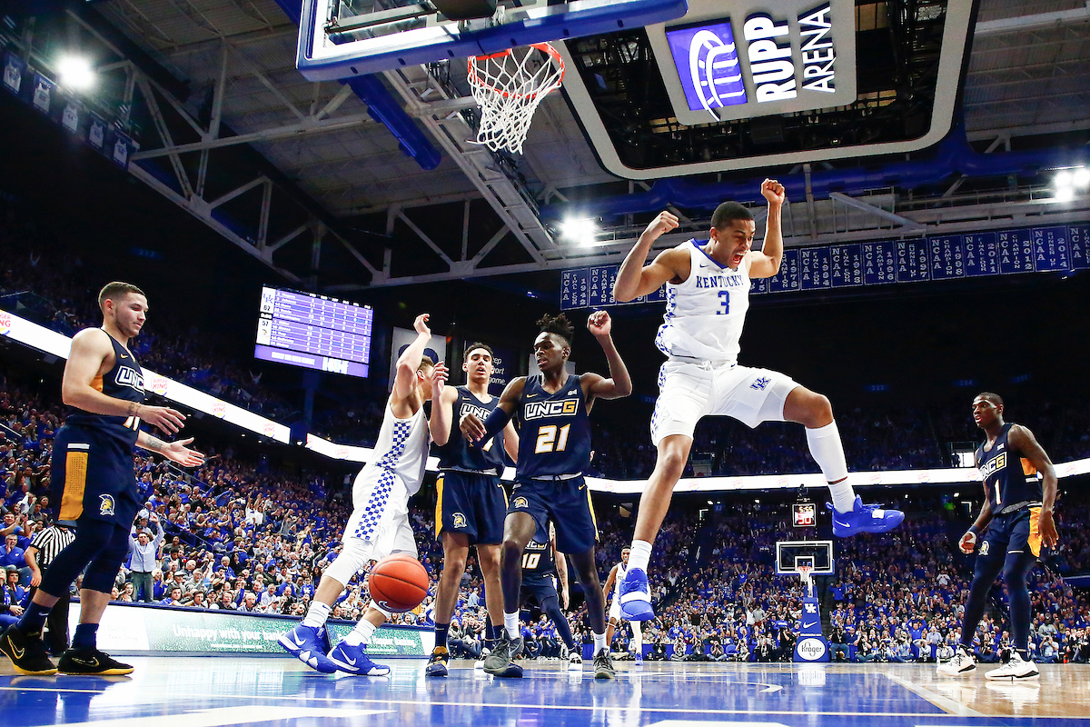 Keldon Johnson.

Kentucky men's basketball beat UNCG 78-61 on Saturday in Rupp Arena.

Photo by Chet White | UK Athletics
