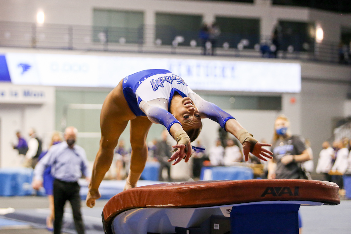 Josie Angeny.

Kentucky beats LSU 197.100 - 196.800

Photo by Hannah Phillips | UK Athletics