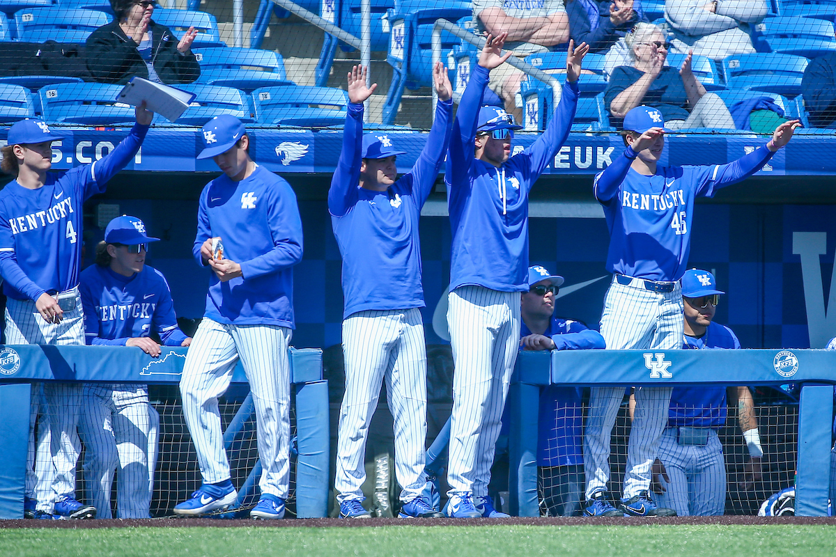 Evan Byers, Austin Strickland, and Christian Howe.

Kentucky defeats High Point 14-3.

Photo by Sarah Caputi | UK Athletics