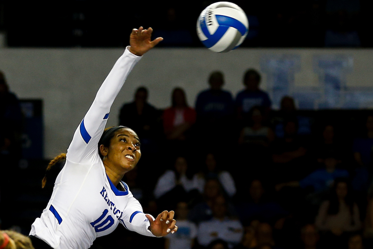 Caitlyn Cooper.

UK Volleyball falls to Georgia 2-3. 

Photo by Isaac Janssen | UK Athletics