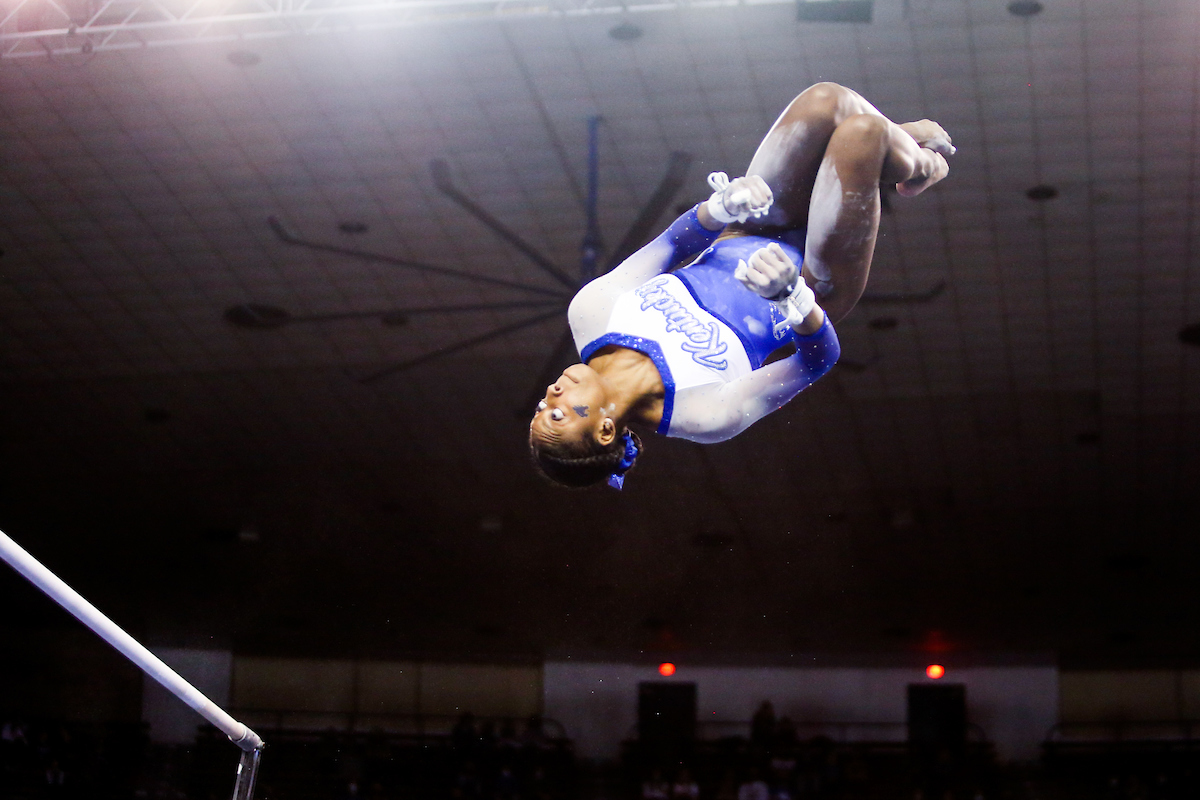 Cally Nixon.

Kentucky beats LSU 197.100 - 196.800

Photo by Hannah Phillips | UK Athletics
