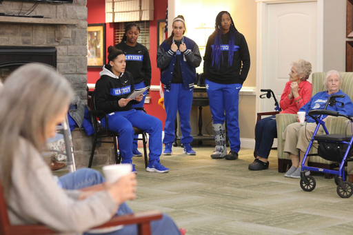 Sabrina Haines

The women's basketball team visits the patients of the Lantern at Morning Pointe Alzheimer's Center of Excellence.

Photo by Noah J. Richter | UK Athletics