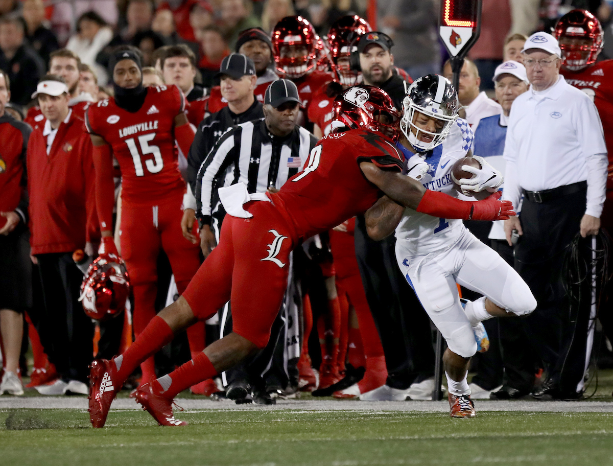 Lynn Bowden Jr.

Kentucky Football beats Louisville at Cardinal Stadium 56-10.

Photo By Robert Burge l UK Athletics