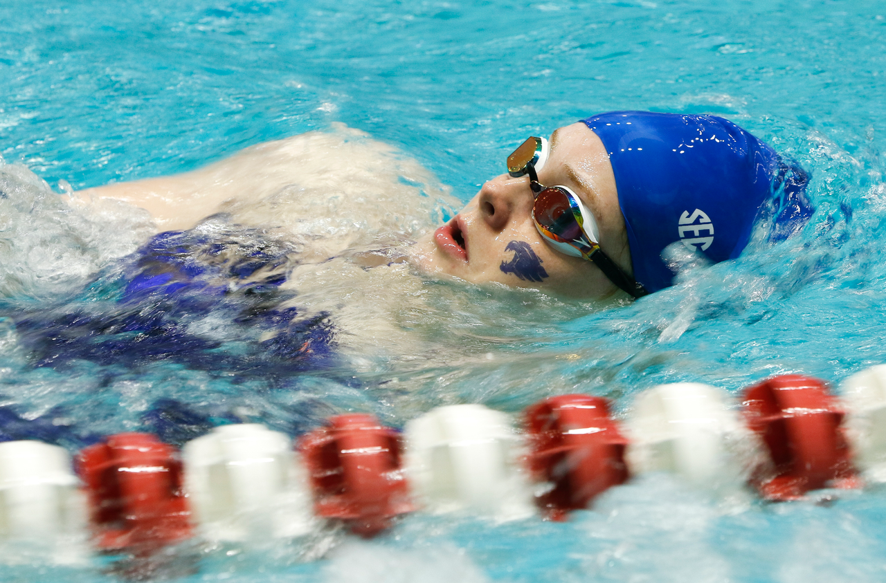 Photos from the morning portion of the final day of the 2019 SEC Swimming and Diving Championships in the Gabrielsen Natatorium at the University of Georgia in Athens, Ga., on Saturday, Feb. 23, 2019. (Casey Sykes)