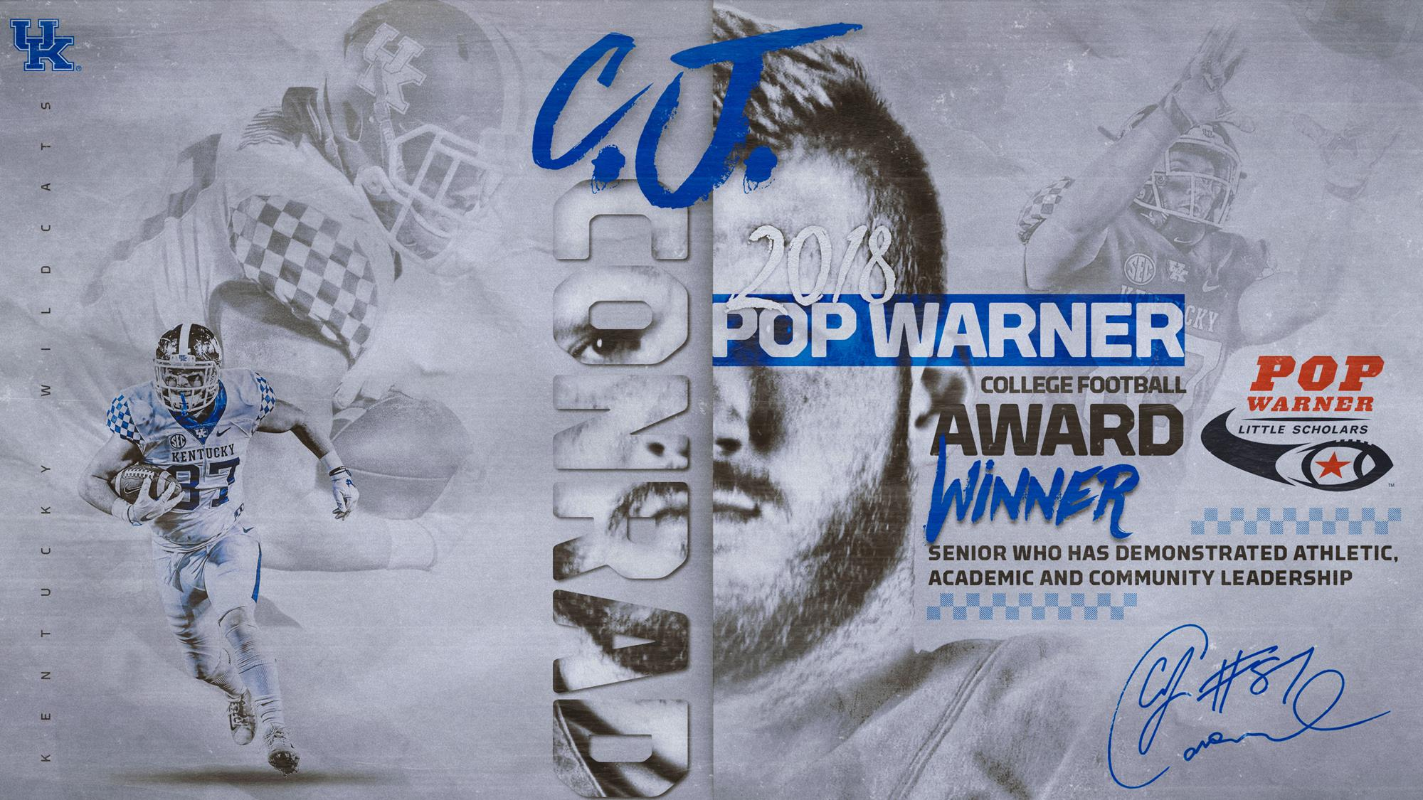 C.J. Conrad Named Pop Warner National Football College Award Winner