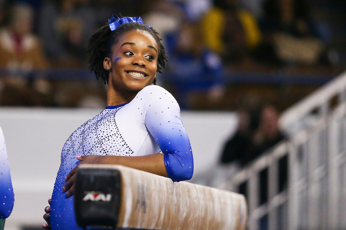 Arianna Patterson.

Kentucky falls to Georgia 197.050-196.825.

Photo by Hannah Phillips | UK Athletics