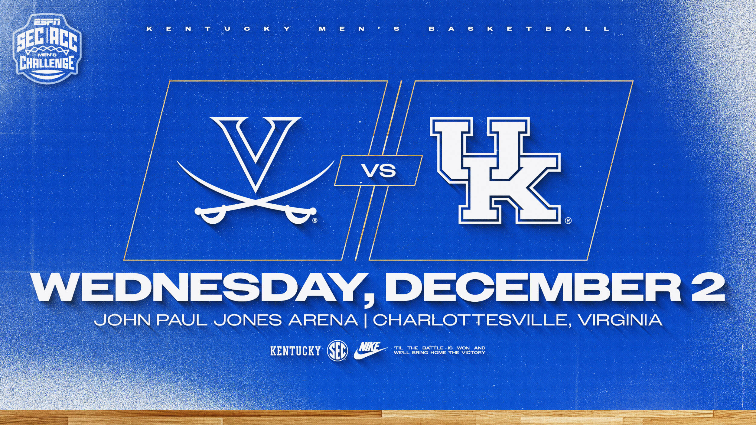 Kentucky Will Travel to Virginia for SEC/ACC Challenge
