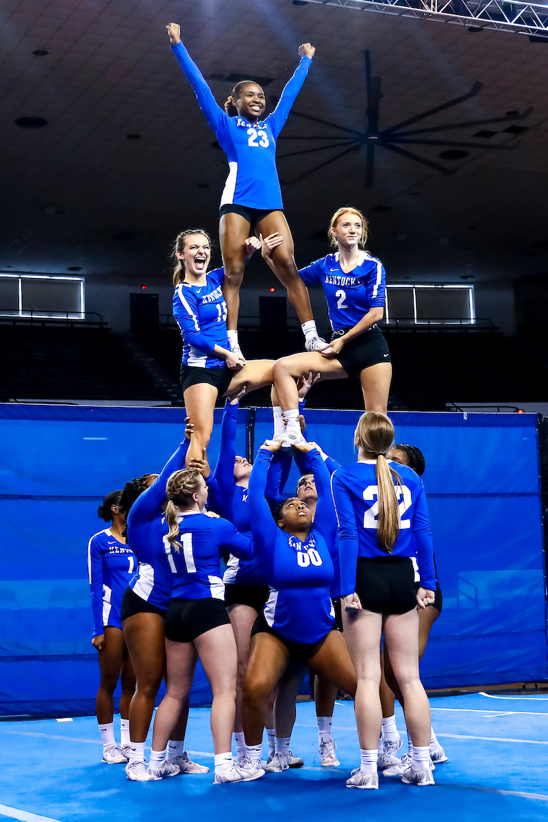 Mahogany Mobley. Izzy Holloway. Baylee Klees.

Kentucky Stunt sweeps Ashland in a doubleheader.

Photo by Eddie Justice | UK Athletics