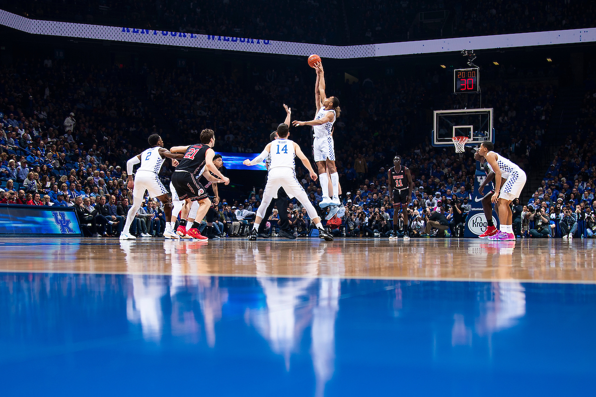 PJ Washington. Tip off.

Kentucky beat Utah 88-61 on Saturday, December 15, 2018, in Lexington's Rupp Arena.

Photo by Chet White | UK Athletics
