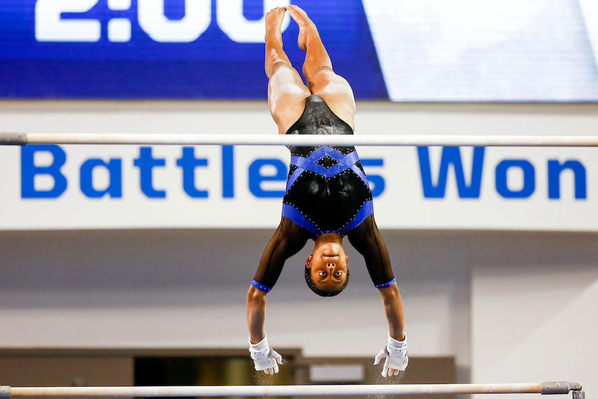 Cally Nixon.

Gymnastics blue-white meet.

Photo by Hannah Phillips | UK Athletics