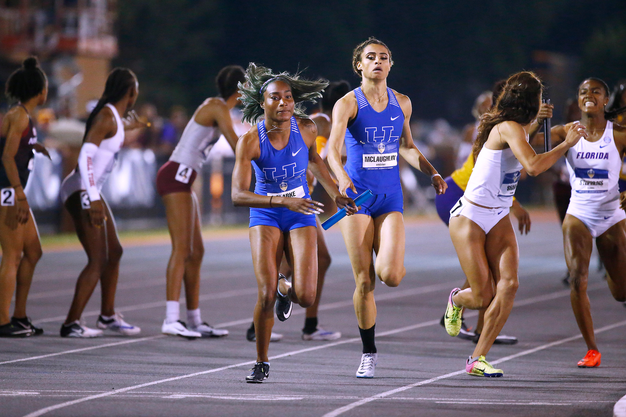 Sydney McLaughlin. Kayelle Clarke.

Day three of the 2018 SEC Outdoor Track and Field Championships on Sunday, May 13, 2018, at Tom Black Track in Knoxville, TN.

Photo by Chet White | UK Athletics