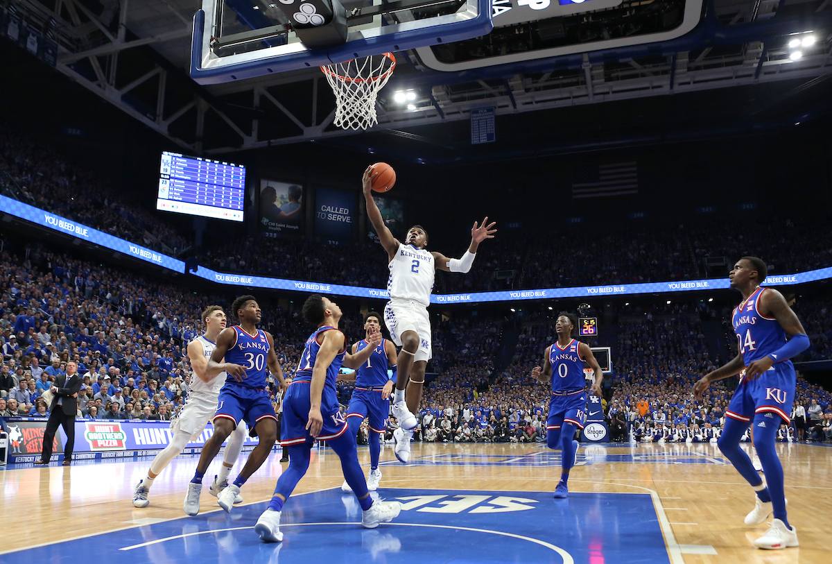 Ashton Hagans. 

The UK men's basketball team beat Kansas 71-63 at Rupp Arena on Saturday, January 26, 2019.


Photo By Barry Westerman | UK Athletics