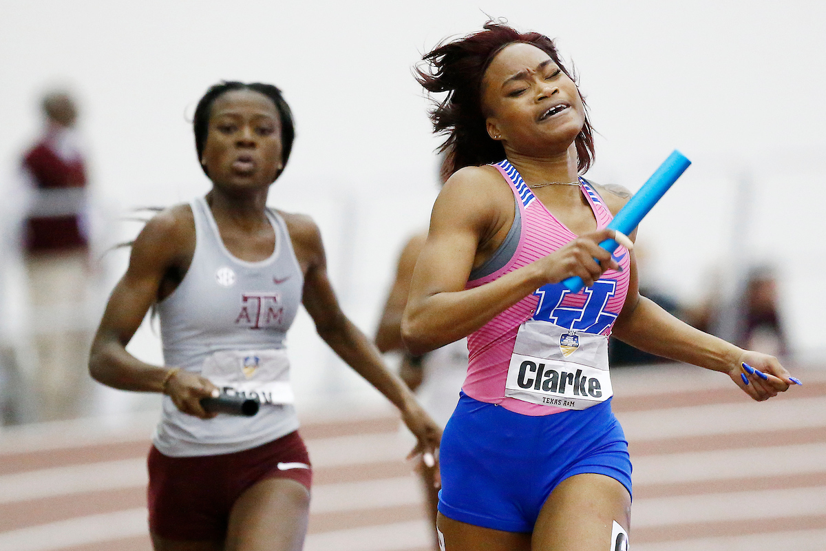Kayelle Clarke.

The University of Kentucky track and field team competes in day two of the 2018 SEC Indoor Track and Field Championships at the Gilliam Indoor Track Stadium in College Station, TX., on Sunday, February 25, 2018.

Photo by Chet White | UK Athletics