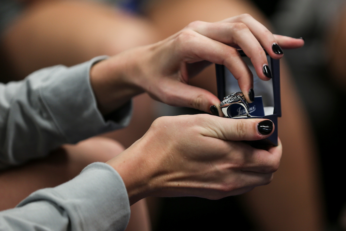 Kentucky Volleyball receives their National Championship rings.

Photo by Grace Bradley | UK Athletics
